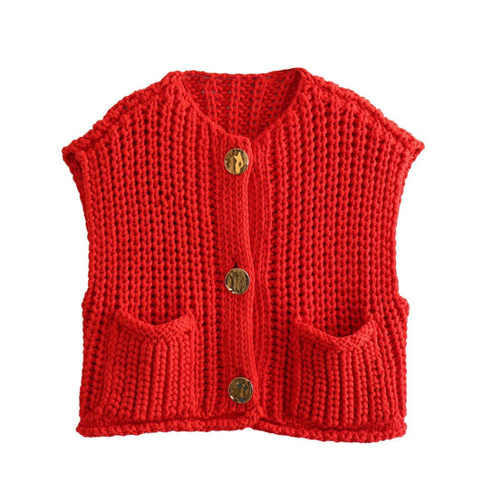 Elegant Cable Knit Crop Sweater Vest for Women