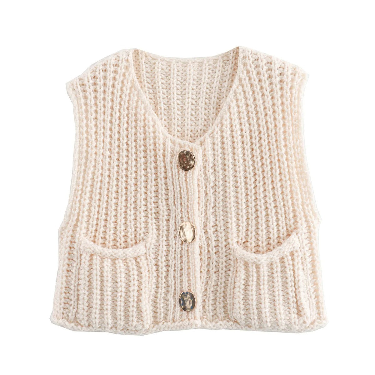 Elegant Cable Knit Crop Sweater Vest for Women