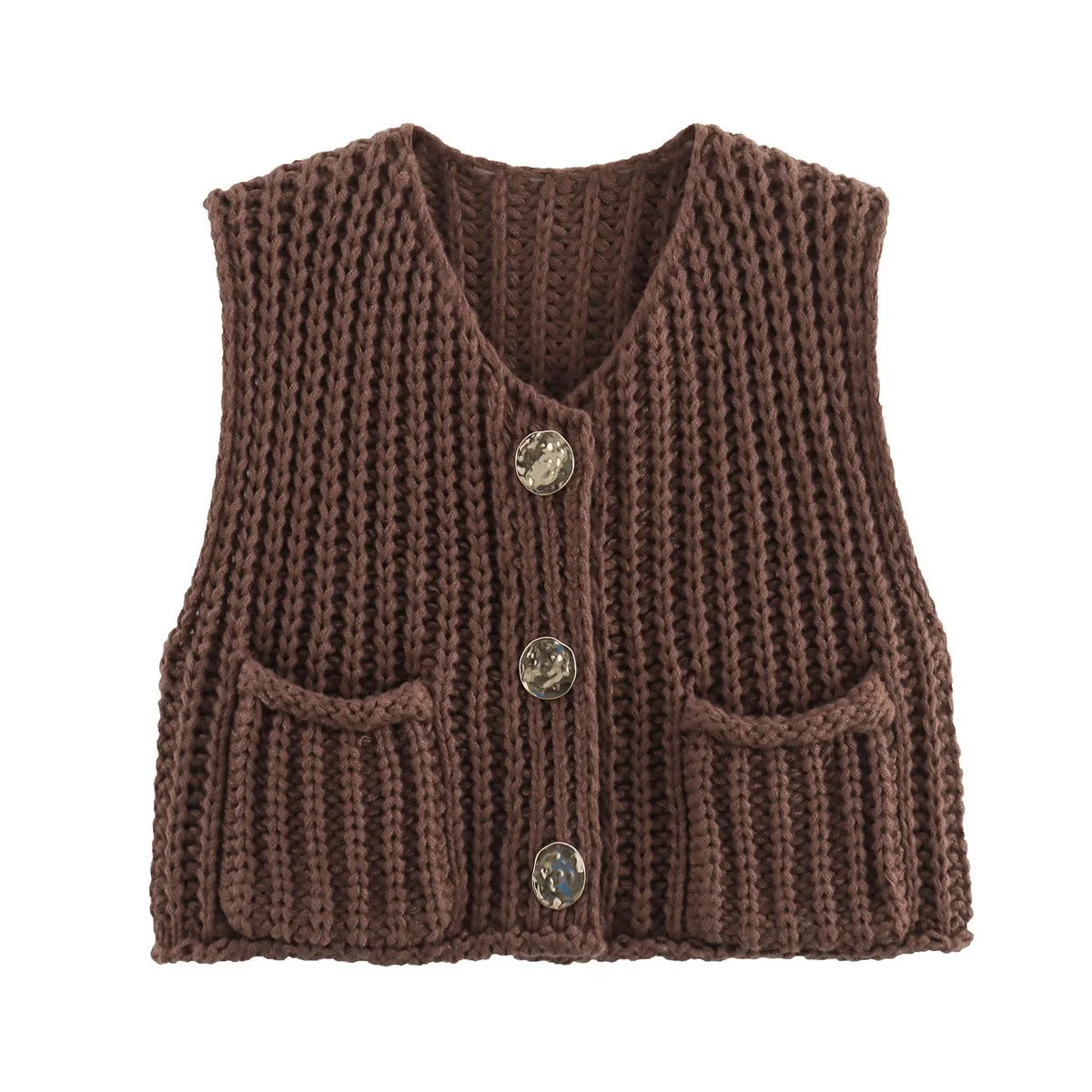 Elegant Cable Knit Crop Sweater Vest for Women